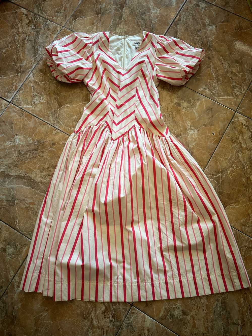 Ro&Zo Pink Petite Willow Cut About Stripe Dress